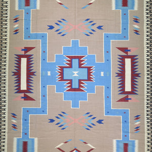 Hand-Woven Reversible Southwestern Design Handmade Wool Kilim (Size 10.2 X 13.9) Cwral-10491