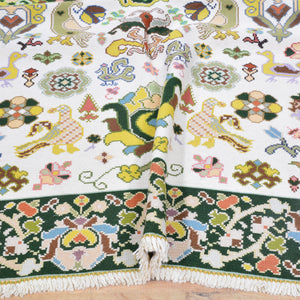 Hand-Woven Needle Point Portugal Sumak Handmade Wool Kilim (Size 9.4 X 13.0) Cwral-10500