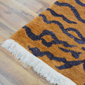 Hand-Knotted Tiger Design Modern Contemporary Handmade Rug (Size 3.0 X 5.1) Cwral-10509
