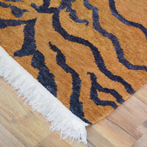 Hand-Knotted Tiger Design Modern Contemporary Handmade Rug (Size 3.0 X 5.1) Cwral-10509