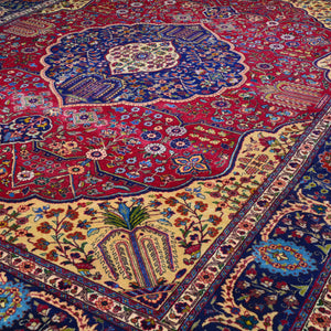 Hand-Knotted Tribal Vintage Persian Traditional Design Wool Rug (Size 9.4 X 12.6) Cwral-10524