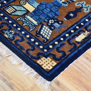Hand-Knotted Vintage Nepalese Traditional Handmade Wool Rug (Size 2.2 X 4.5) Cwral-10533