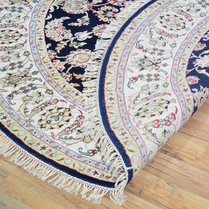 Hand-Knotted Oriental Wool & Silk Nain Design Handmade Round Rug (Size 6.0 X 6.0) Cwral-10536