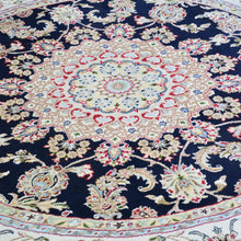 Load image into Gallery viewer, Hand-Knotted Oriental Wool &amp; Silk Nain Design Handmade Round Rug (Size 6.0 X 6.0) Cwral-10536