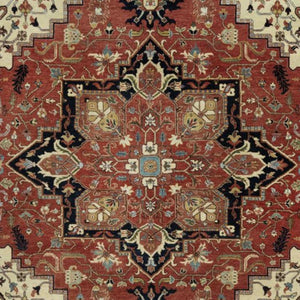 Hand-Knotted Antique Heriz Design Handmade Wool Rug (Size 7.10 X 10.0) Cwral-10554