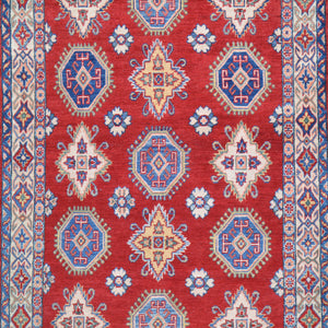 Hand-Knotted Caucasian Design Kazak Wool Handmade Rug (Size 4.0 X 6.2) Cwral-10608