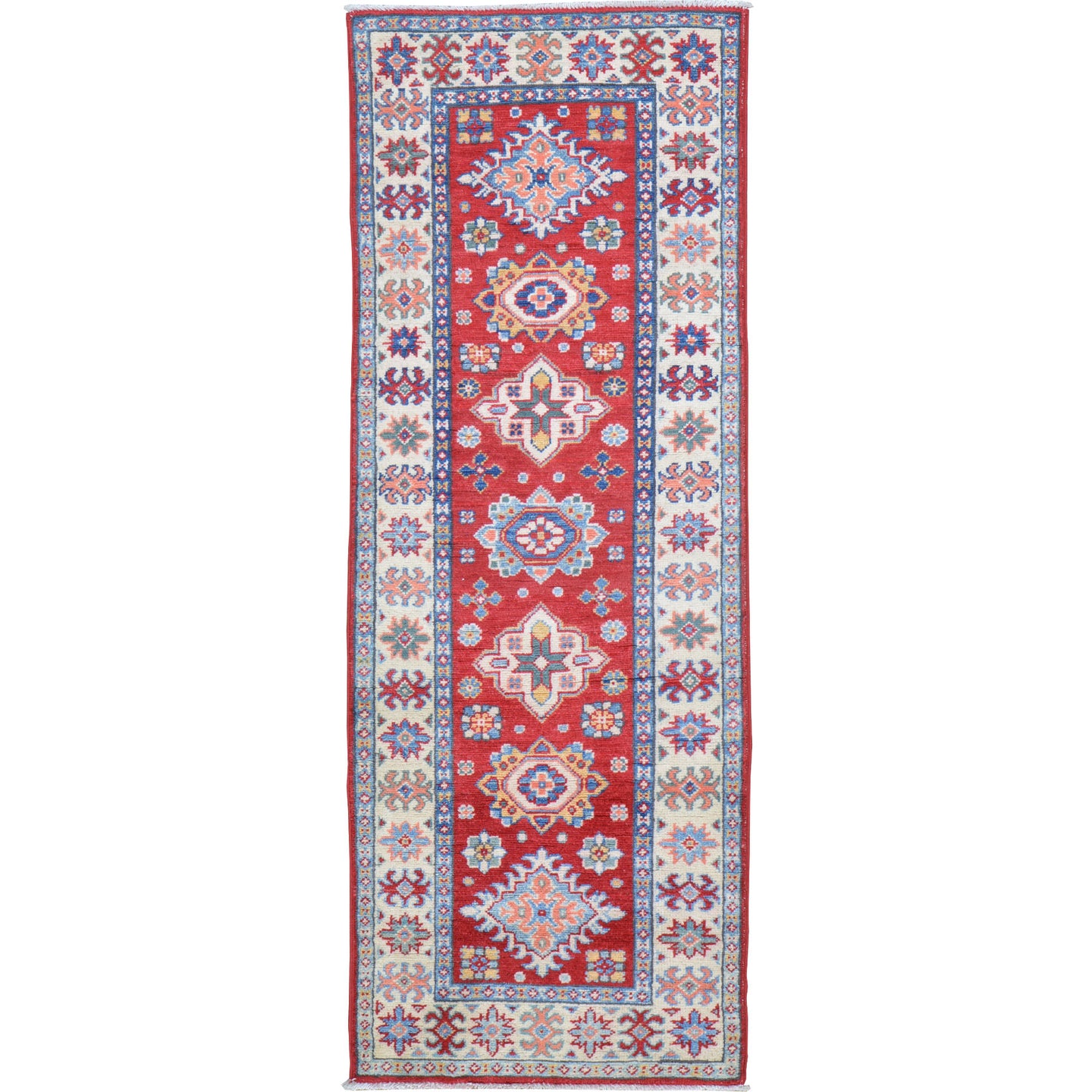 Hand-Knotted Kazak Tribal Design 100% Wool Handmade Rug (Size 2.1 X 5.5) Cwral-10626