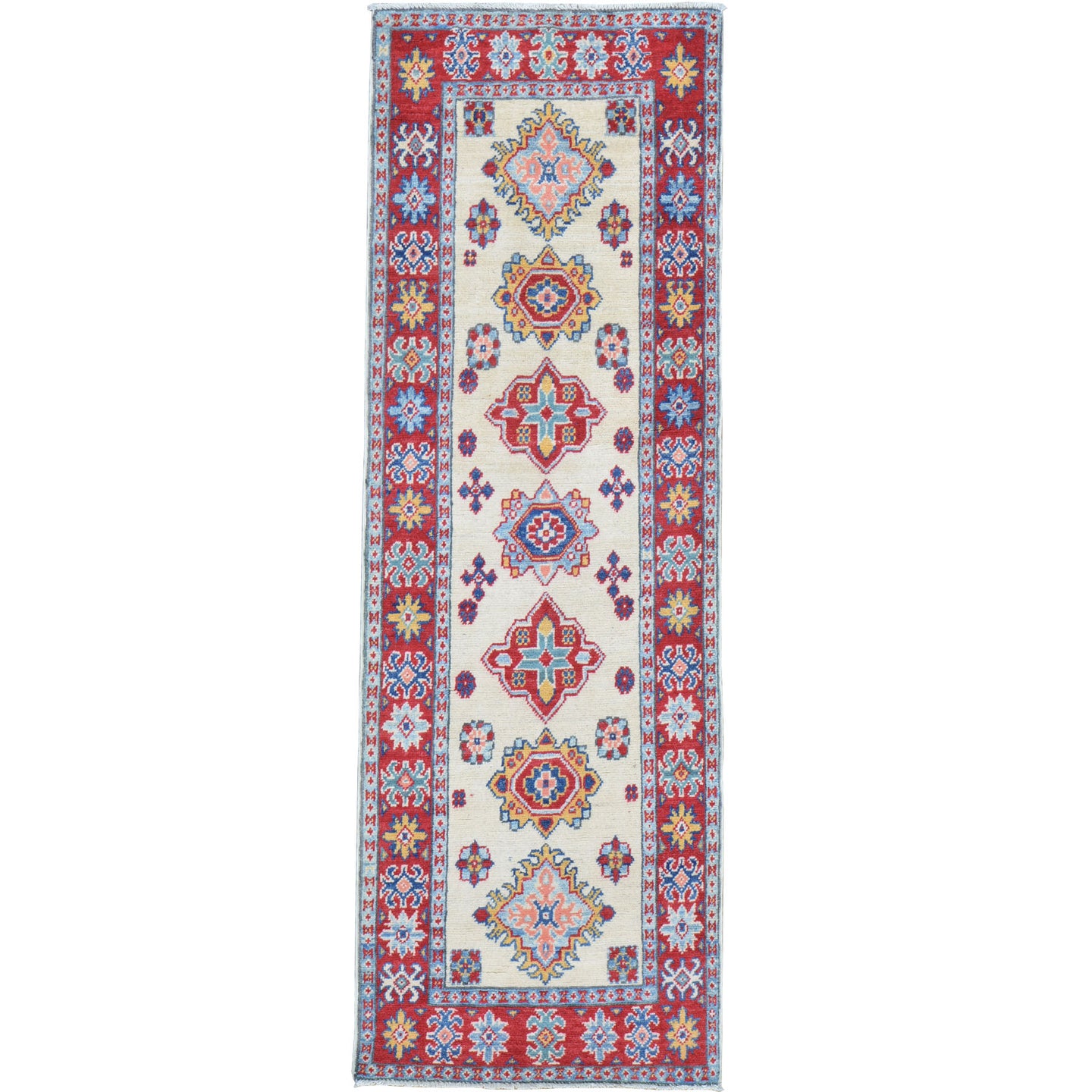 Hand-Knotted Kazak Tribal Design 100% Wool Handmade Rug (Size 2.0 X 5.9) Cwral-10629