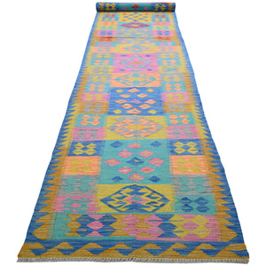 Hand-Woven Reversible Momana Kilim Handmade Wool Rug (Size 2.11 X 16.1) Cwral-10635