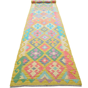 Hand-Woven Reversible Momana Kilim Handmade Wool Rug (Size 2.10 X 15.9) Cwral-10638