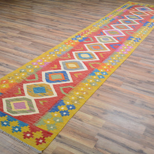 Hand-Woven Reversible Momana Kilim Handmade Wool Rug (Size 2.7 X 12.8) Cwral-10644