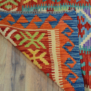 Hand-Woven Reversible Momana Kilim Handmade Wool Rug (Size 2.9 X 13.2) Cwral-10647