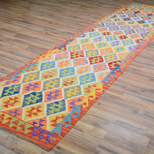 Hand-Woven Reversible Momana Kilim Handmade Wool Rug (Size 2.9 X 13.0) Cwral-10650