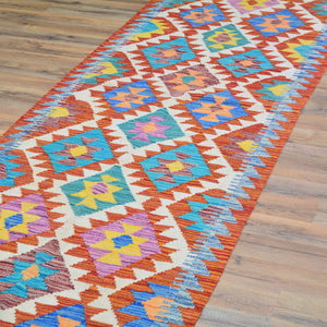 Hand-Woven Reversible Momana Kilim Handmade Wool Rug (Size 2.7 X 13.3) Cwral-10653