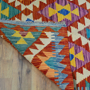 Hand-Woven Reversible Momana Kilim Handmade Wool Rug (Size 2.7 X 13.3) Cwral-10653
