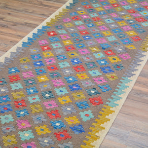 Hand-Woven Reversible Momana Kilim Handmade Wool Rug (Size 2.10 X 9.8) Cwral-10659