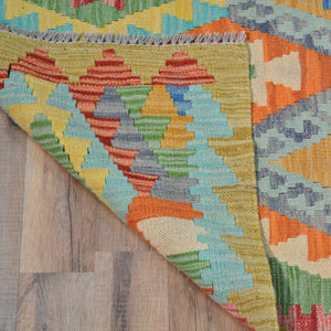 Hand-Woven Reversible Momana Kilim Handmade Wool Rug (Size 2.10 X 9.7) Cwral-10665