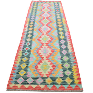 Hand-Woven Reversible Momana Kilim Handmade Wool Rug (Size 2.8 X 9.7) Cwral-10671