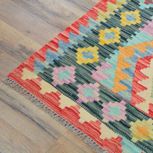 Hand-Woven Reversible Momana Kilim Handmade Wool Rug (Size 2.8 X 9.7) Cwral-10671