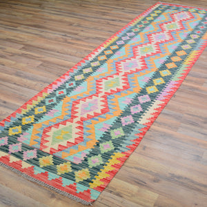 Hand-Woven Reversible Momana Kilim Handmade Wool Rug (Size 2.8 X 9.7) Cwral-10671