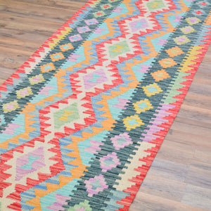 Hand-Woven Reversible Momana Kilim Handmade Wool Rug (Size 2.8 X 9.7) Cwral-10671