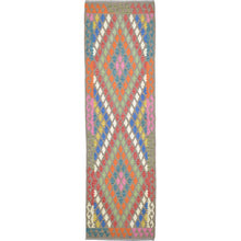 Load image into Gallery viewer, Hand-Woven Reversible Momana Kilim Handmade Wool Rug (Size 2.11 X 9.5) Cwral-10677