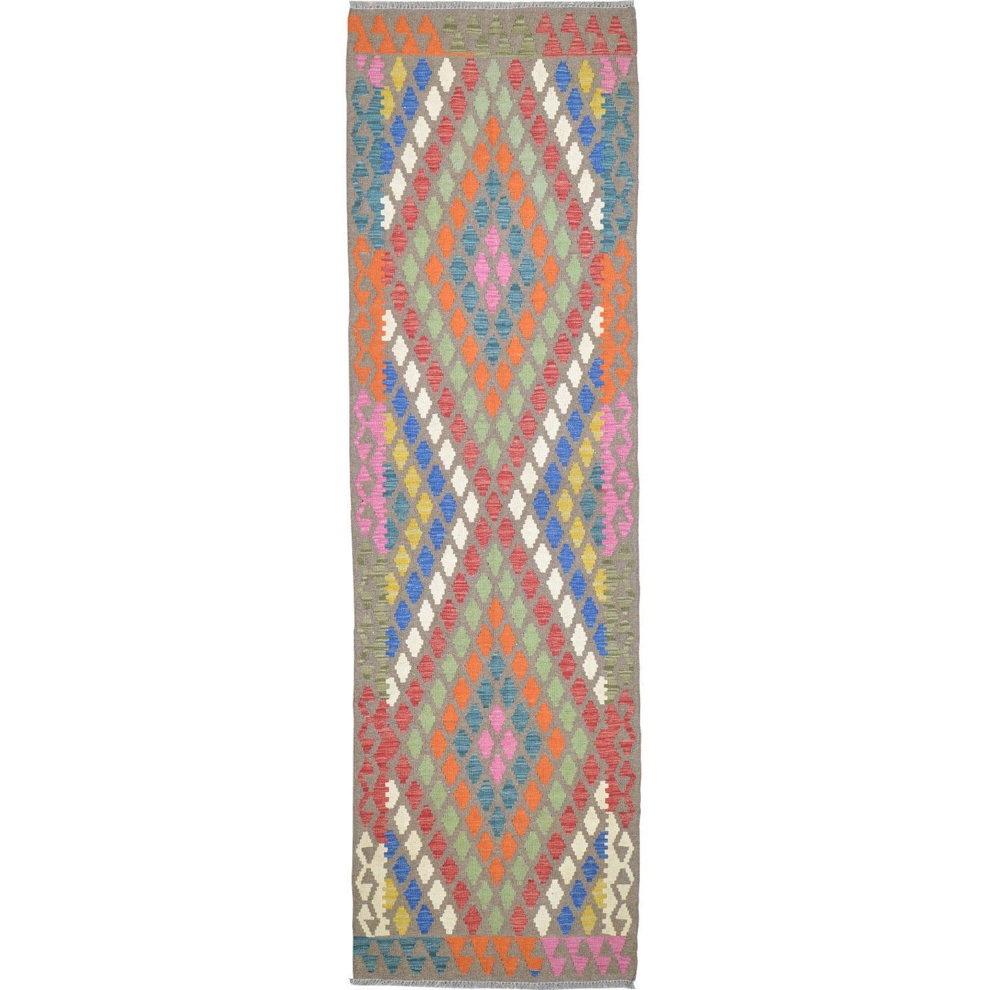 Hand-Woven Reversible Momana Kilim Handmade Wool Rug (Size 2.11 X 9.5) Cwral-10677