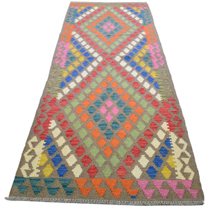 Hand-Woven Reversible Momana Kilim Handmade Wool Rug (Size 2.11 X 9.5) Cwral-10677