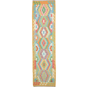 Hand-Woven Reversible Momana Kilim Handmade Wool Rug (Size 2.8 X 9.7) Cwral-10680