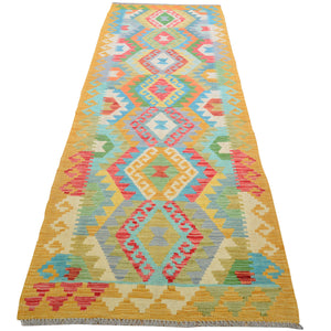 Hand-Woven Reversible Momana Kilim Handmade Wool Rug (Size 2.8 X 9.7) Cwral-10680