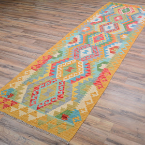 Hand-Woven Reversible Momana Kilim Handmade Wool Rug (Size 2.8 X 9.7) Cwral-10680