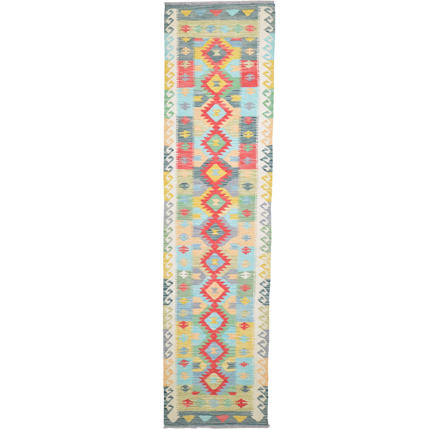 Hand-Woven Reversible Momana Kilim Handmade Wool Rug (Size 2.8 X 10.3) Cwral-10683