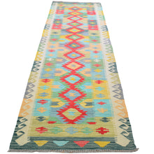 Load image into Gallery viewer, Hand-Woven Reversible Momana Kilim Handmade Wool Rug (Size 2.8 X 10.3) Cwral-10683