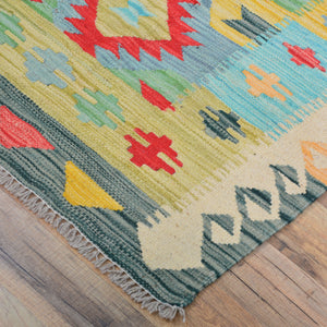 Hand-Woven Reversible Momana Kilim Handmade Wool Rug (Size 2.8 X 10.3) Cwral-10683