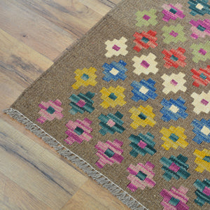 Hand-Woven Reversible Momana Kilim Handmade Wool Rug (Size 2.9 X 9.6) Cwral-10686