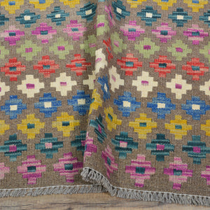 Hand-Woven Reversible Momana Kilim Handmade Wool Rug (Size 2.9 X 9.6) Cwral-10686