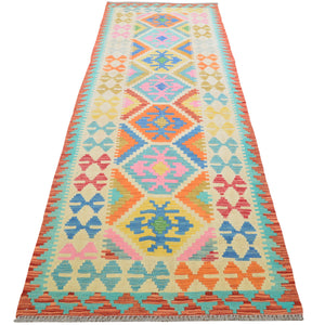 Hand-Woven Reversible Momana Kilim Handmade Wool Rug (Size 2.9 X 9.10) Cwral-10689