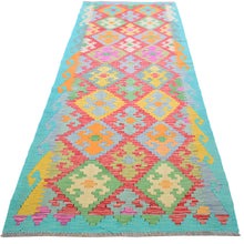 Load image into Gallery viewer, Hand-Woven Reversible Momana Kilim Handmade Wool Rug (Size 3.2 X 9.7) Cwral-10692