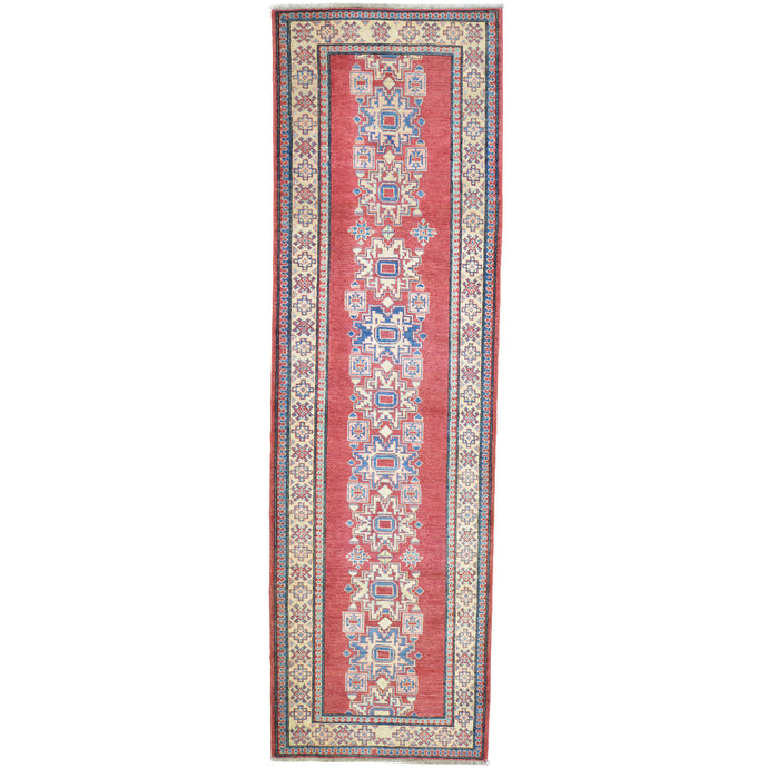 Hand-Knotted Kazak Tribal Design 100% Wool Handmade Rug (Size 3.3 X 10.8) Brral-1530