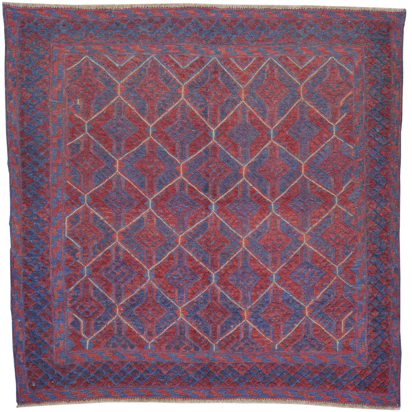 Hand-Knotted And Soumak Afghani Kilim Handmade Wool Rug (Size 4.1 X 4.4) Brrsf-945