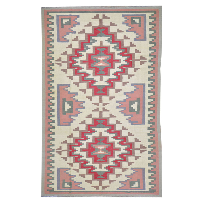 Hand-Woven Afghan Momana Reversible Kilim Wool Oriental Rug (Size 6.4 X 10.1) Cwral-10158
