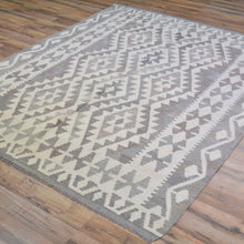 Load image into Gallery viewer, Hand-Woven Afghan Momana Reversible Kilim Wool Oriental Rug (Size 5.1 X 6.3) Cwral-10203