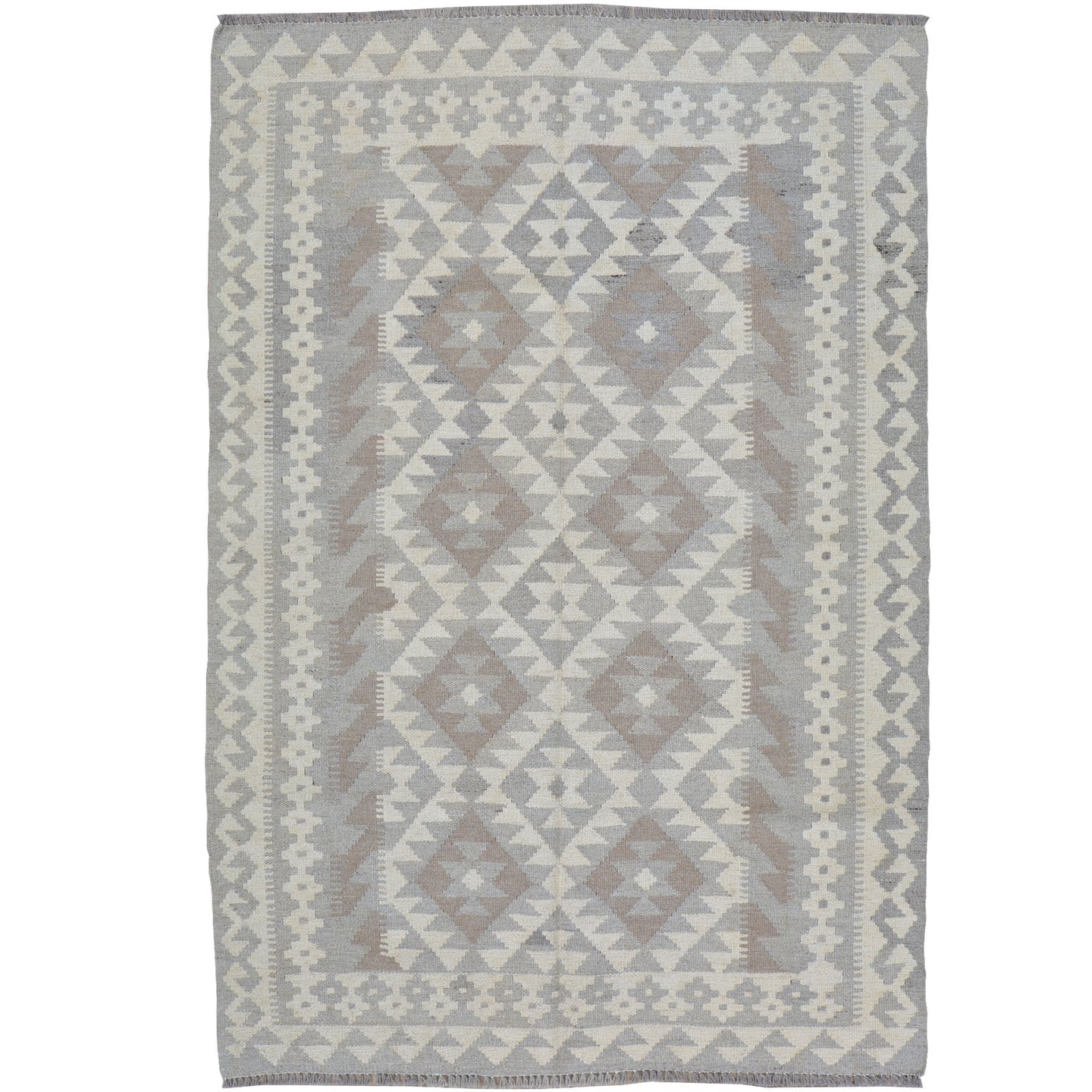 Hand-Woven Afghan Momana Reversible Kilim Wool Oriental Rug (Size 4.3 X 6.0) Cwral-10206