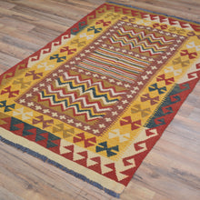 Load image into Gallery viewer, Hand-Woven Afghan Momana Reversible Kilim Wool Oriental Rug (Size 3.2 X 4.11) Cwral-10209