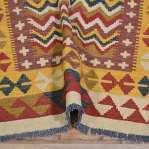Hand-Woven Afghan Momana Reversible Kilim Wool Oriental Rug (Size 3.2 X 4.11) Cwral-10209