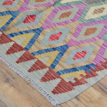 Load image into Gallery viewer, Hand-Woven Afghan Momana Reversible Kilim Wool Oriental Rug (Size 3.5 X 4.10) Cwral-10212