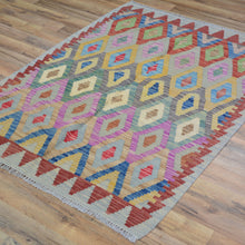 Load image into Gallery viewer, Hand-Woven Afghan Momana Reversible Kilim Wool Oriental Rug (Size 3.5 X 4.10) Cwral-10212