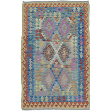 Load image into Gallery viewer, Hand-Woven Afghan Momana Reversible Kilim Wool Oriental Rug (Size 3.6 X 5.2) Cwral-10221