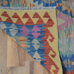 Hand-Woven Afghan Momana Reversible Kilim Wool Oriental Rug (Size 3.6 X 5.2) Cwral-10221