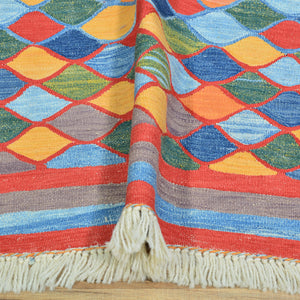 Hand-Woven Turkish Tribal Reversible Wool Oriental Kilim Rug (Size 2.10 X 10.5) Cwral-10233